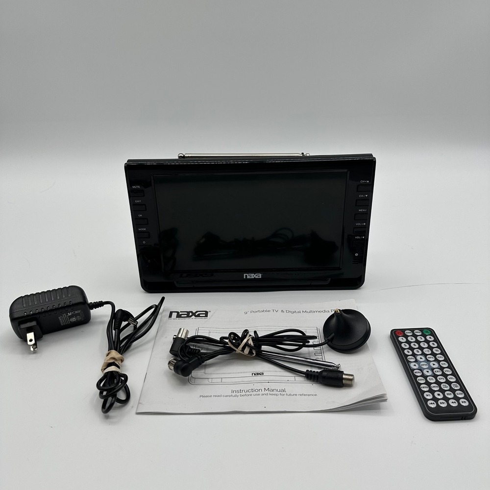 Naxa NT-90 9in Portable LCD TV Digital Multimedia Player Black‎ USB SD Remote
